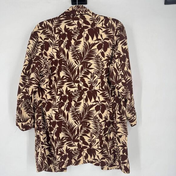 MNG Mango NWT Women’s Tropical Linen Blend Boyfriend Blazer Longline Brown XS - Picture 4 of 11